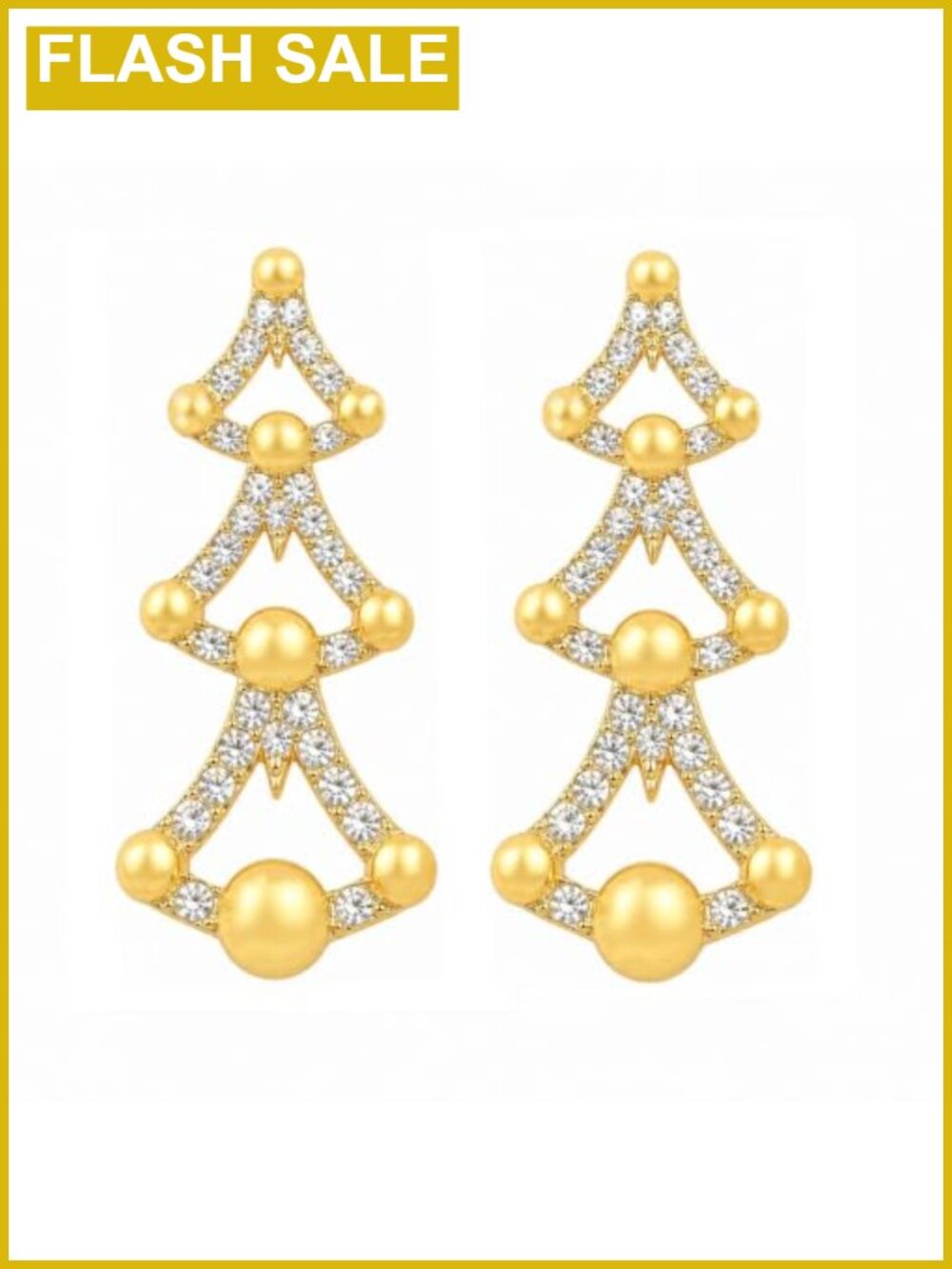 Gold Tone Rhinestone Egyptian Dangle Earrings Statement Costume